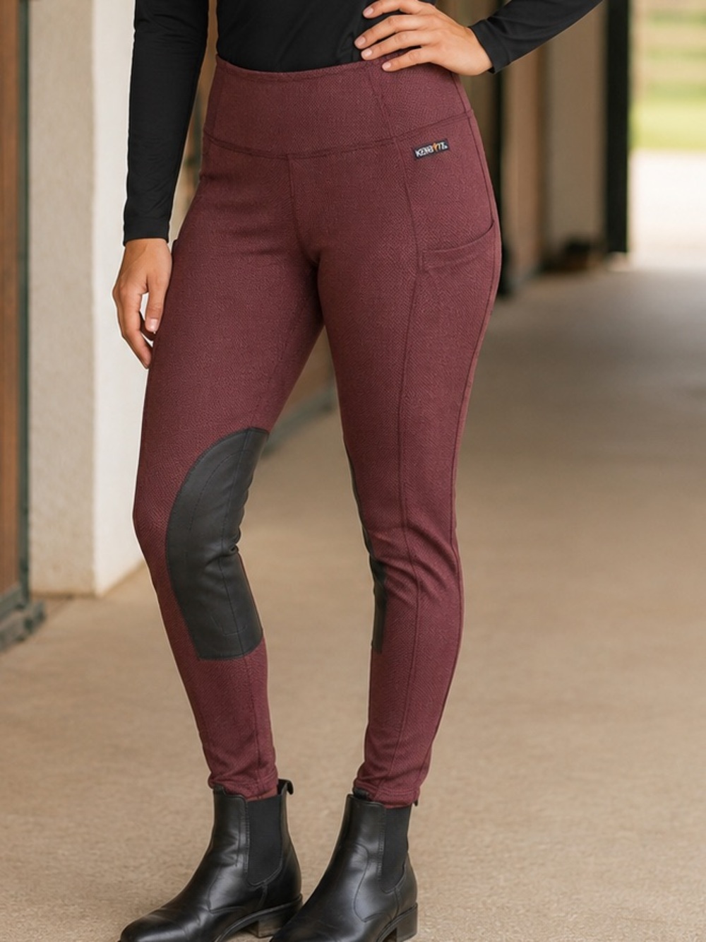 Kerrits Burgundy Herringbone Full Seat Riding Breeches Leggings Medium USA Made